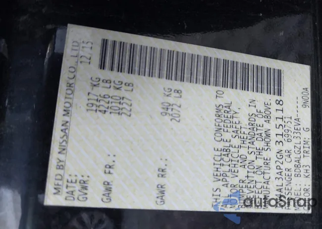 1N4AL3AP2GN315118: 42956855