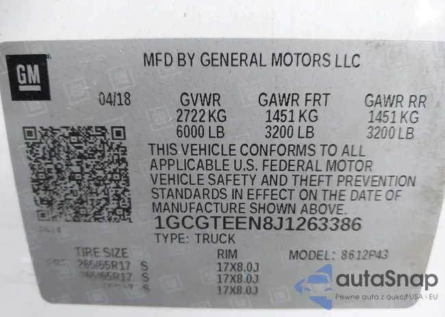 1GCGTEEN8J1263386: 42956900