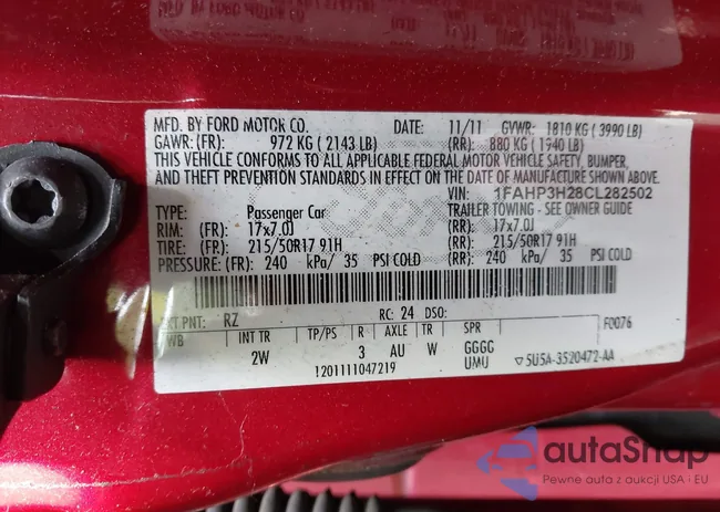 1FAHP3H28CL282502: 42956123