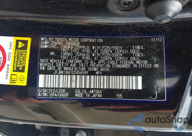 JTJBK1BA1D2456949: 42956320