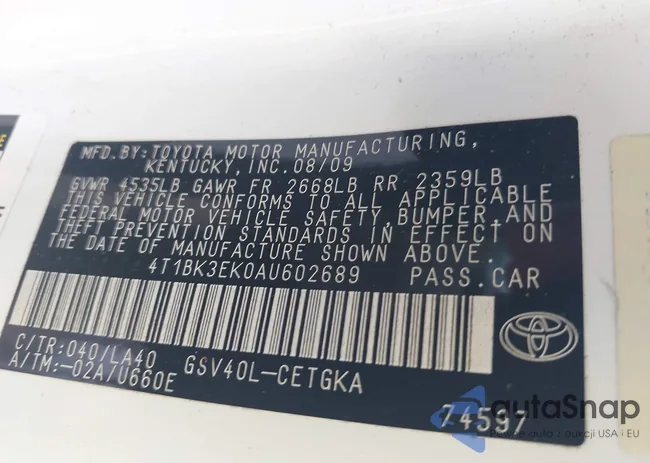 4T1BK3EK0AU602689: 42957846