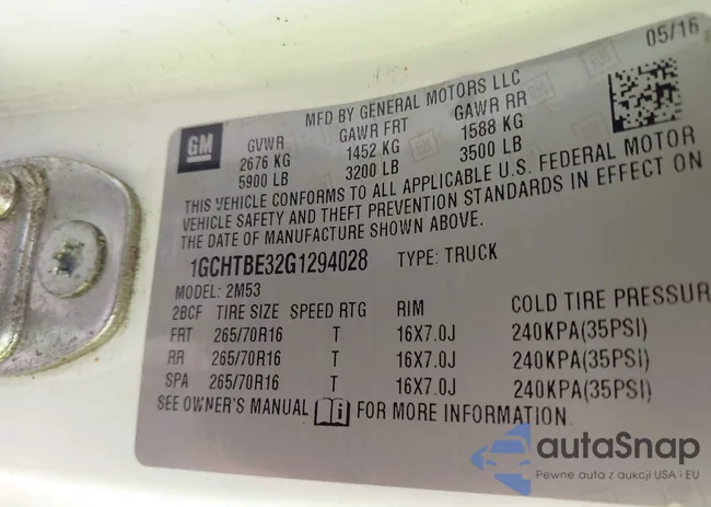 1GCHTBE32G1294028: 42957336