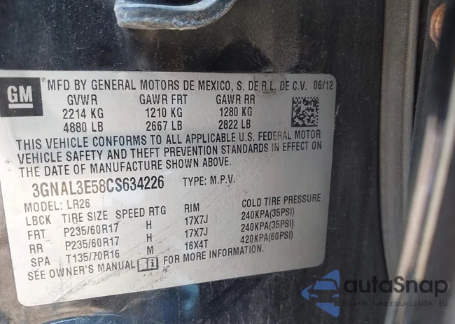 3GNAL3E58CS634226: 42958491