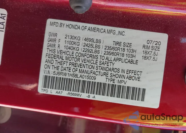 5J6RW1H58LA015009: 42958707