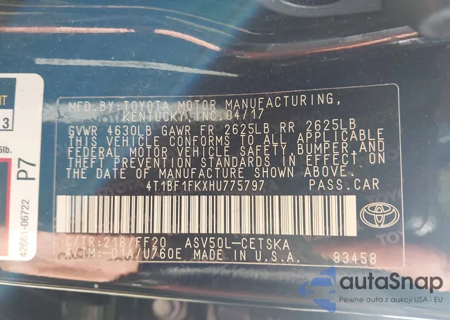 4T1BF1FKXHU775797: 42958866