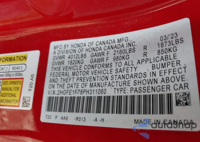 2HGFE1F78PH311060: 42958873