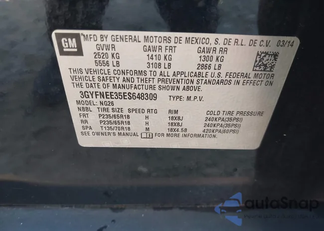 3GYFNEE35ES648309: 42958959