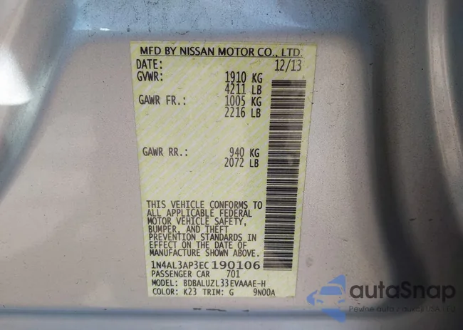 1N4AL3AP3EC190106: 42958071