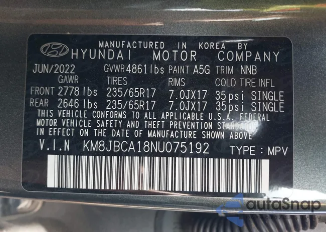 KM8JBCA18NU075192: 42958168