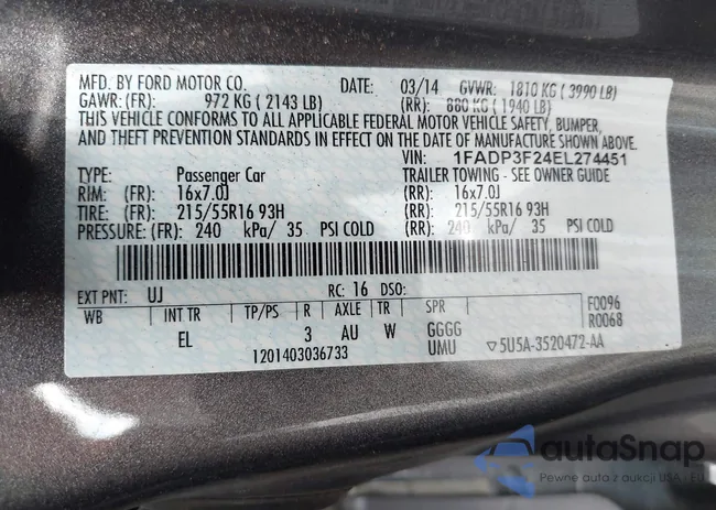 1FADP3F24EL274451: 42958381