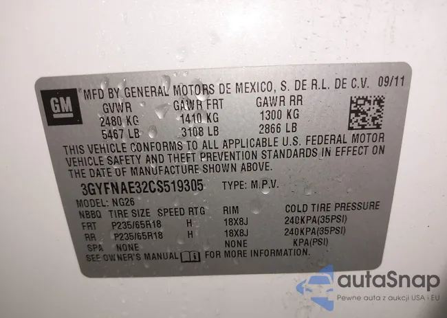 3GYFNAE32CS519305: 42959431