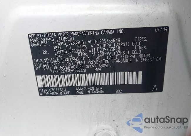 2T3YFREVXEW096328: 42959547