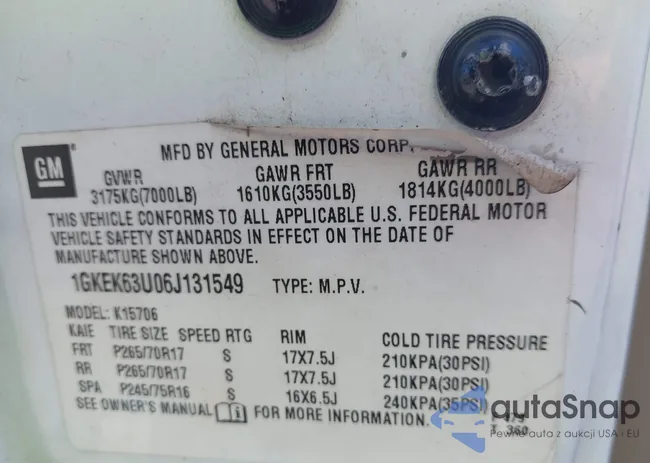 1GKEK63U06J131549: 42959636