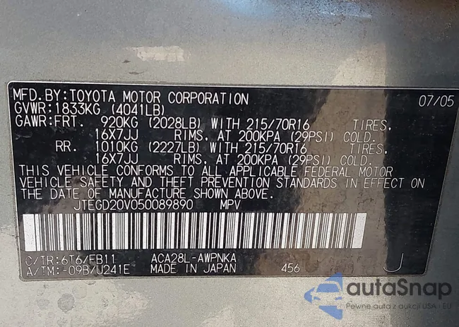 JTEGD20V050089890: 42959642