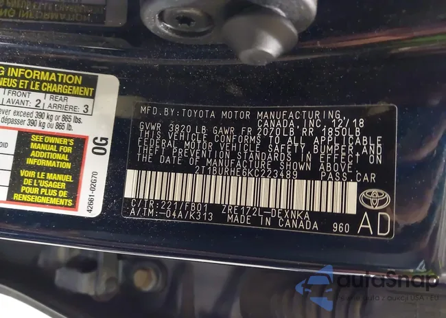 2T1BURHE6KC223489: 42959686