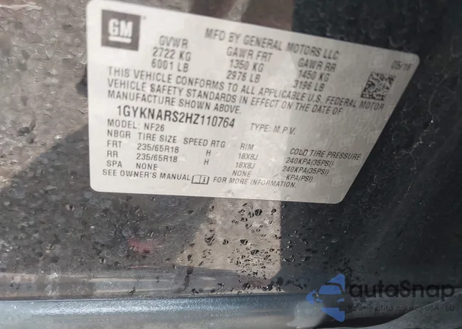 1GYKNARS2HZ110764: 42959793