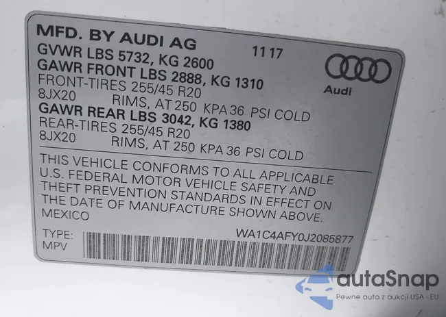 WA1C4AFY0J2085877: 42959802