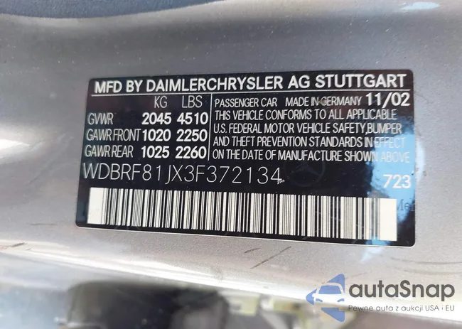 WDBRF81JX3F372134: 42959911