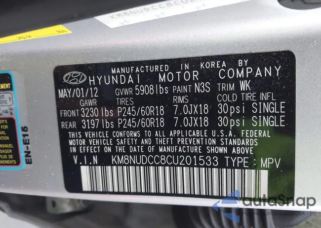 KM8NUDCC8CU201533: 42959012