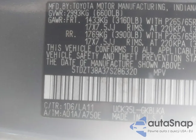 5TDZT38A37S286320: 42959114