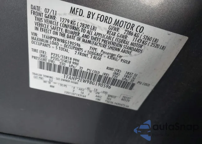 1FAHP2EW9BG190596: 42959345