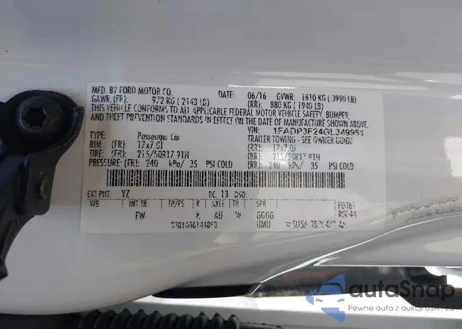 1FADP3F24GL349961: 42960436