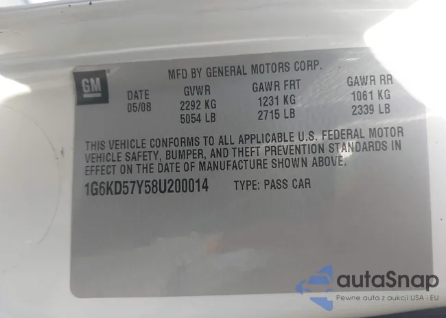 1G6KD57Y58U200014: 42960646