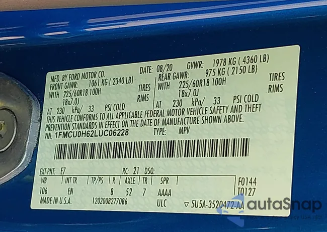 1FMCU0H62LUC06228: 42960741