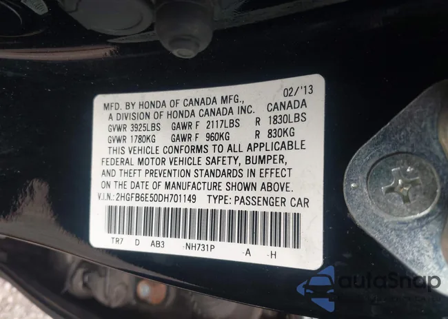 2HGFB6E50DH701149: 42959985