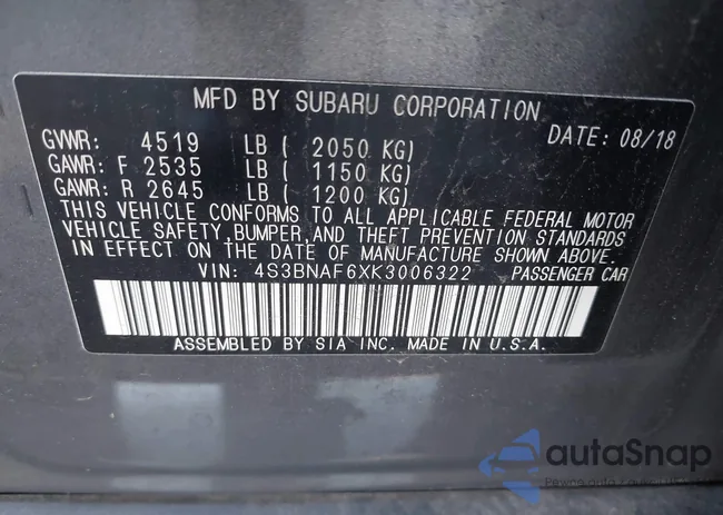 4S3BNAF6XK3006322: 42960092