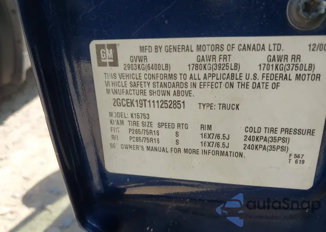 2GCEK19T111252851: 42960189