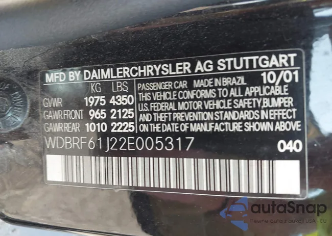 WDBRF61J22E005317: 42961512