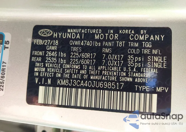 KM8J3CA40JU698517: 42961560