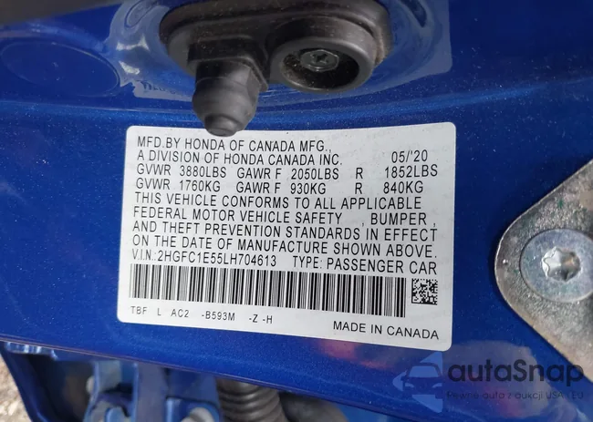 2HGFC1E55LH704613: 42961581