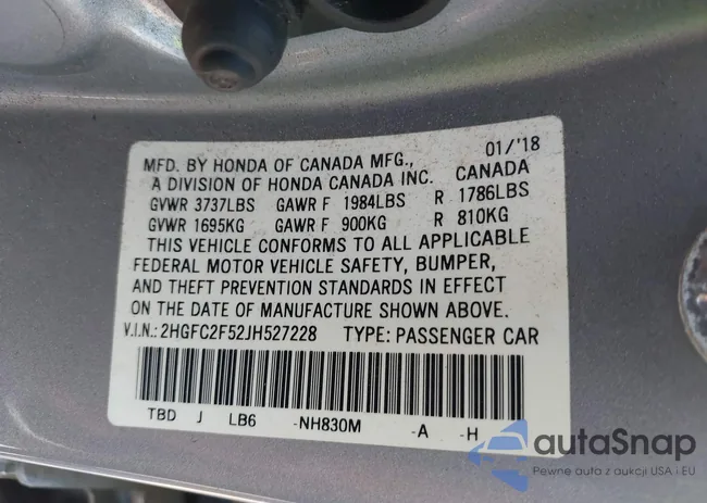 2HGFC2F52JH527228: 42961640