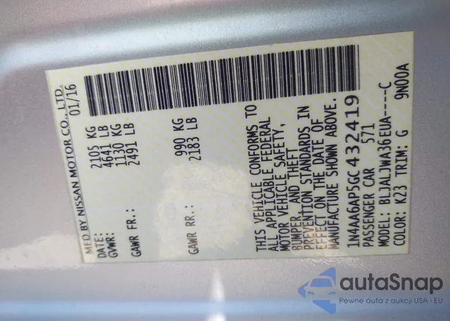 1N4AA6AP5GC432419: 42961789