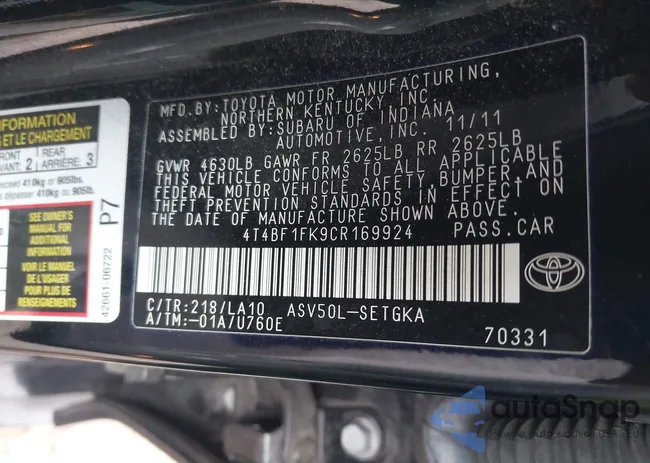 4T4BF1FK9CR169924: 42961854