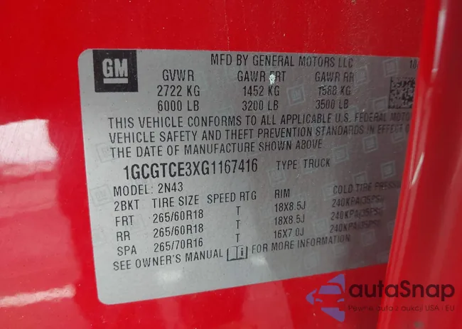 1GCGTCE3XG1167416: 42961002