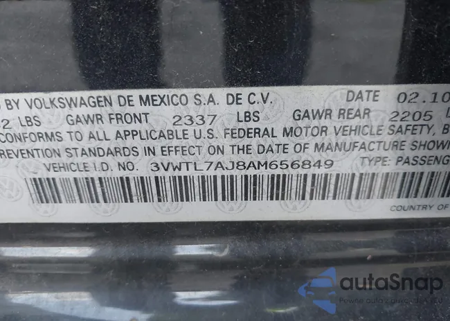 3VWTL7AJ8AM656849: 42961101