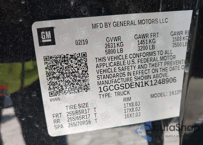 1GCGSDEN1K1248906: 42961109