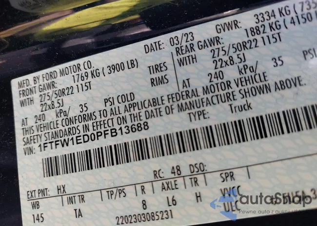 1FTFW1ED0PFB13688: 42962420