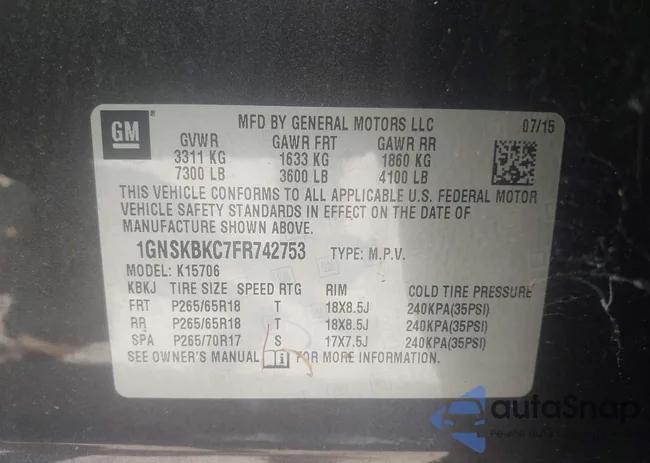 1GNSKBKC7FR742753: 42962613