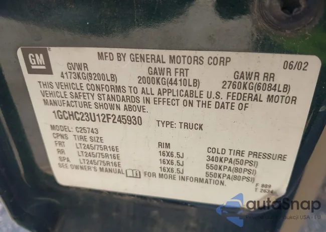 1GCHC23U12F245930: 42962614