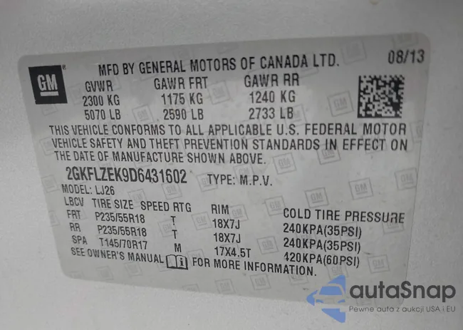 2GKFLZEK9D6431602: 42962960