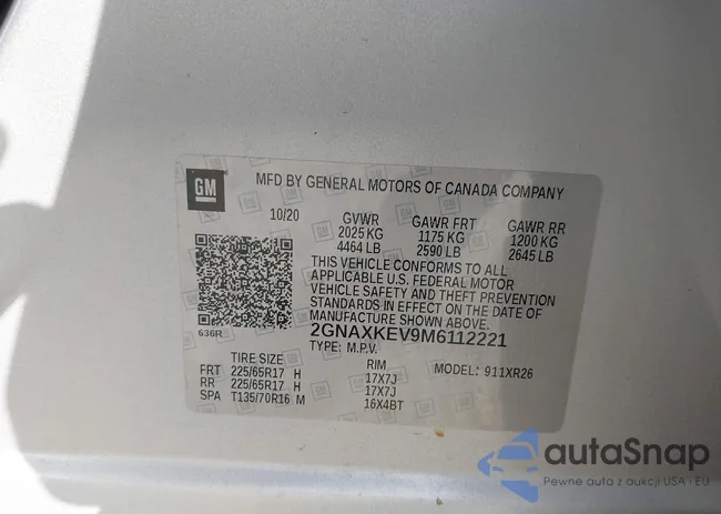 2GNAXKEV9M6112221: 42962085