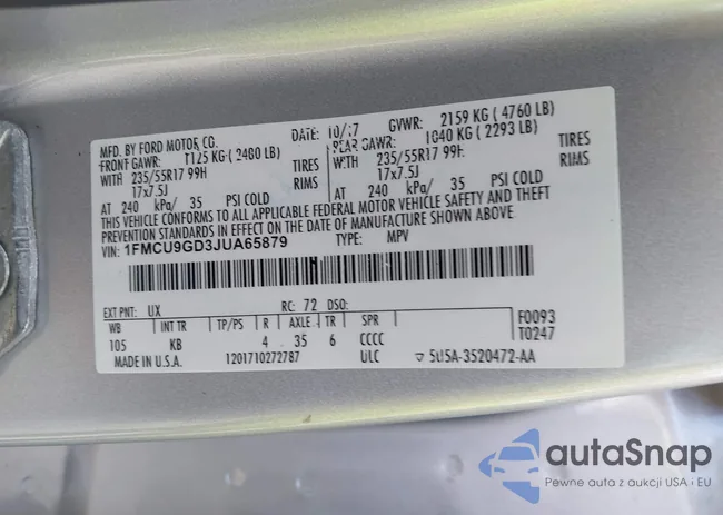 1FMCU9GD3JUA65879: 42962118