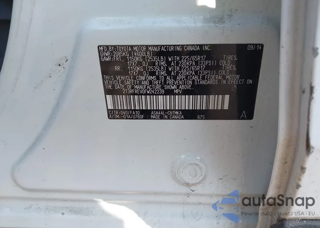 2T3RFREV0FW242239: 42963885