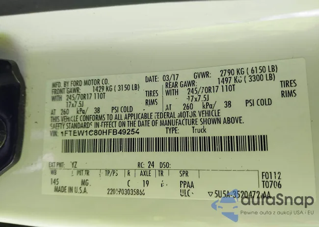 1FTEW1C80HFB49254: 42963073