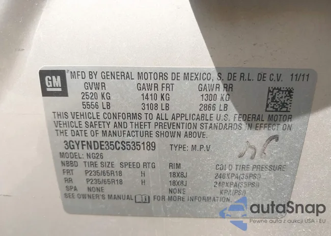 3GYFNDE35CS535189: 42964424