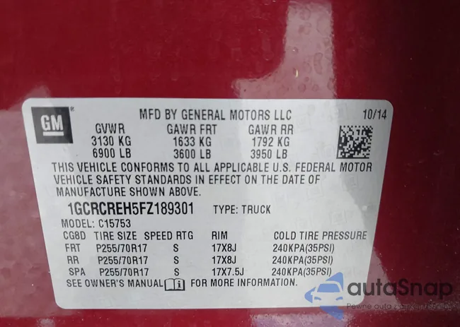 1GCRCREH5FZ189301: 42964580